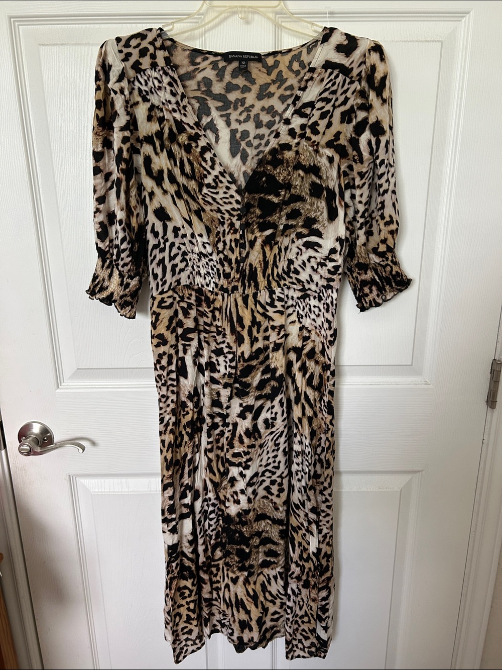 Banana Republic Leopard-Print Midi Dress in Brown and Black, Sz. 10.